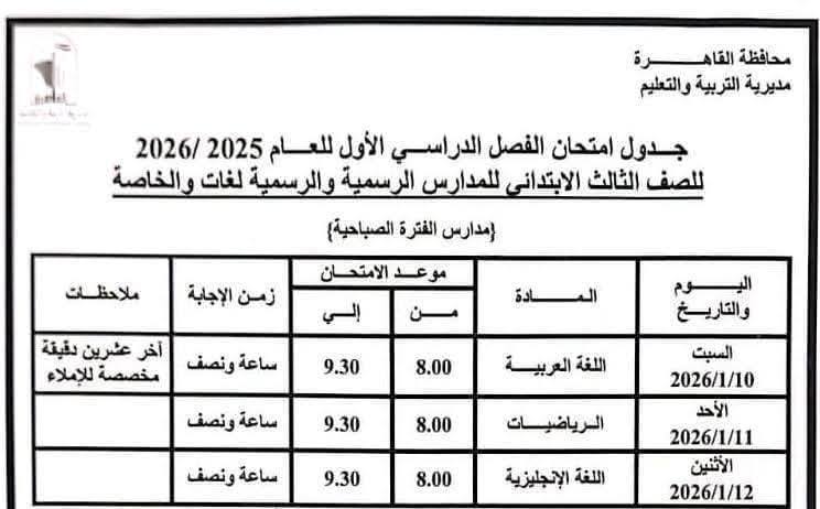 الثالث الابتدائى